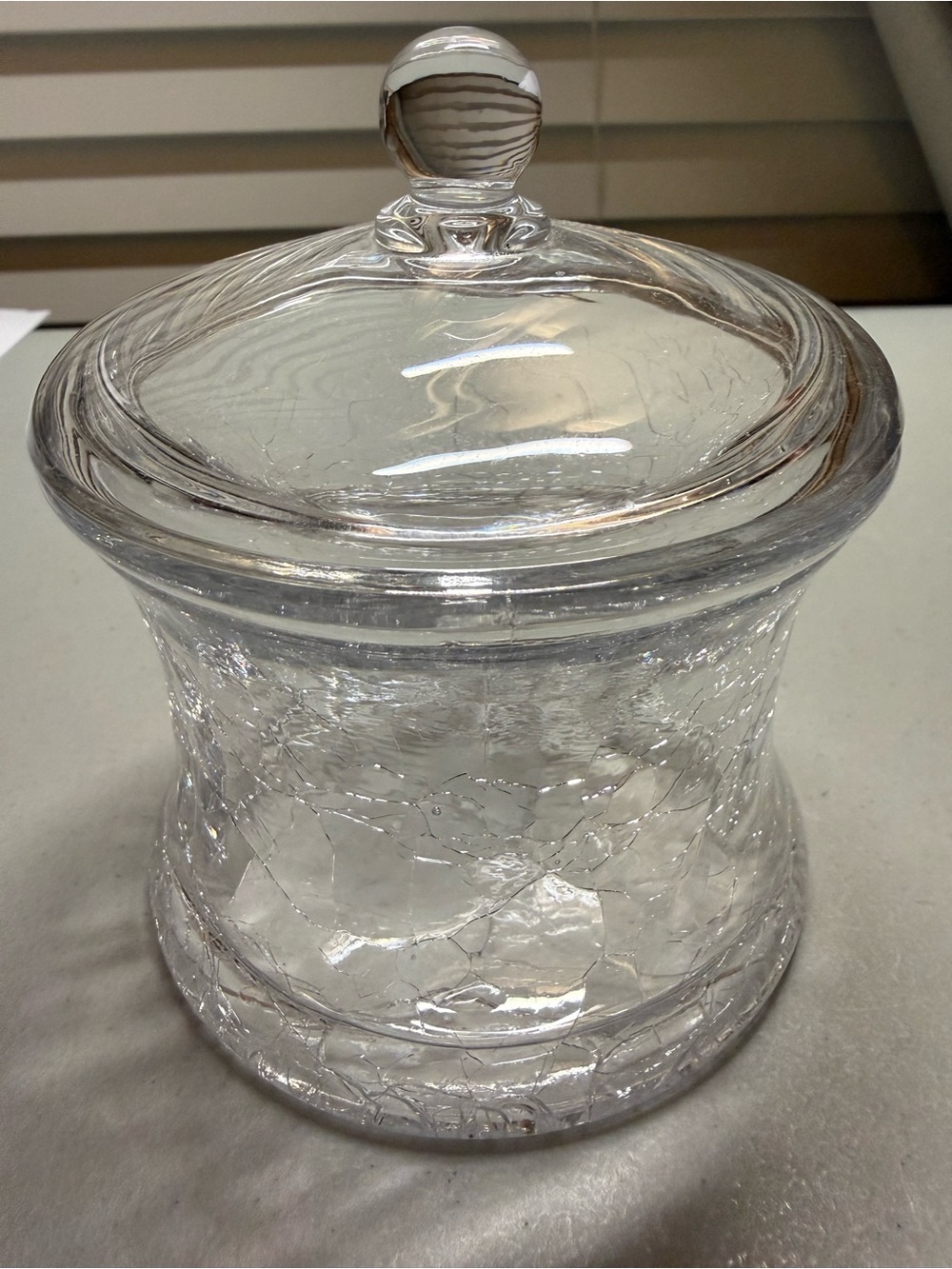 Clear Crackle Glass Jar with Lid